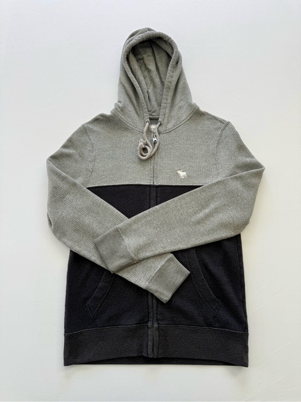 Abercrombie & Fitch Two-Tone Gray & Dark Blue Zip Hoodie
